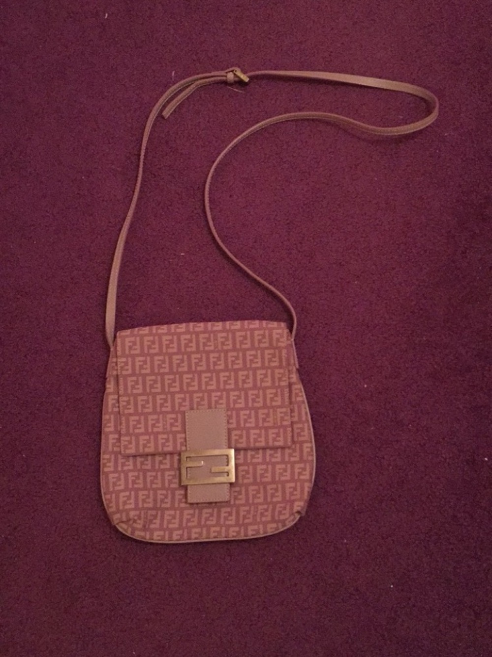 Fendi Zucca FF Monogram Pink Crossbody with Gold-Tone Clasp